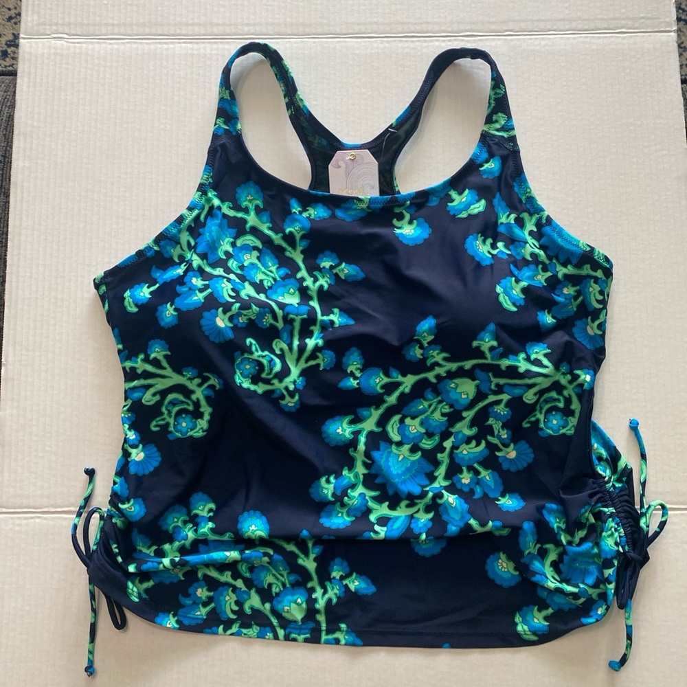 ModLi New with Tags Floral Blue and Green Women's Swim Top